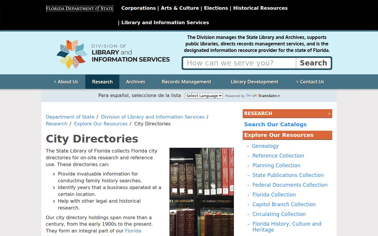 Polk County city directory research at State Library of Florida