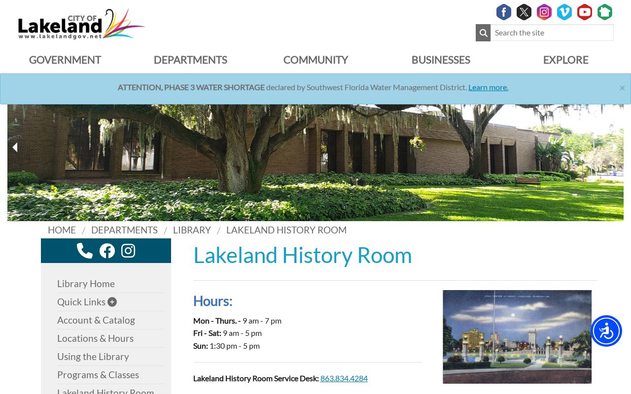 Polk County city directory services at Lakeland History Room