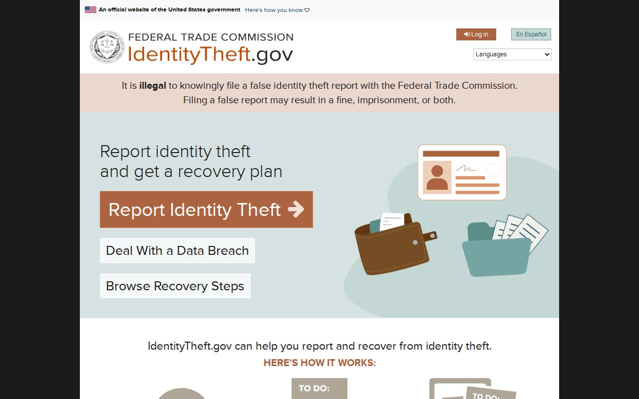 Federal identity theft recovery page for Polk County residents