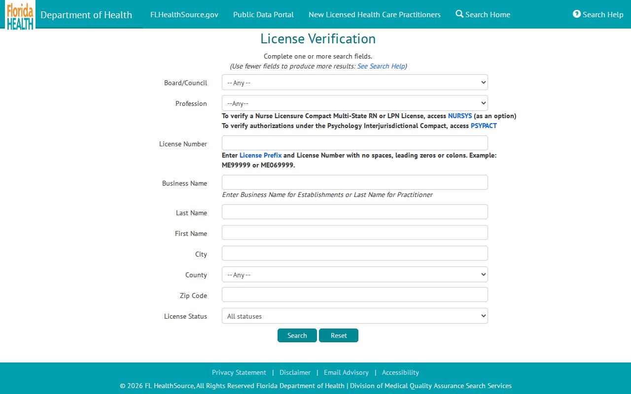 Polk County resident lookup using Florida MQA provider records